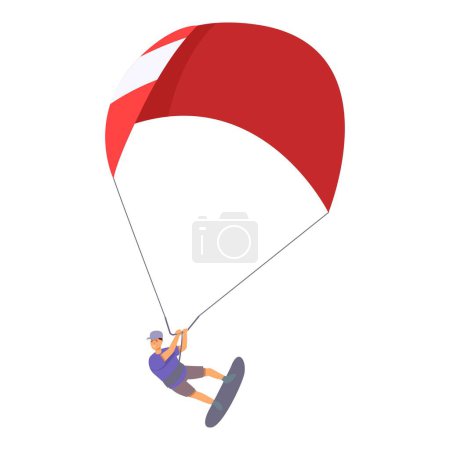 Red color kitesurfing icon cartoon vector. Dynamic jump. Air sea wind
