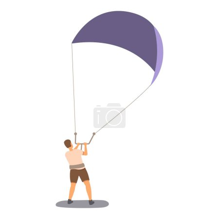 Jump kitesurfing sport icon cartoon vector. Wind jump. Freestyle liquid athletic