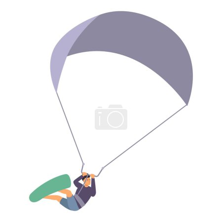 Téléchargez les illustrations : Compétence kitesurf icône dessin animé vecteur. Équipement extrême. Action freestyle - en licence libre de droit