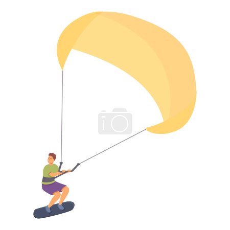 Surfer wind jump icon cartoon vector. Kitesurfing sport. Skill fly liquid