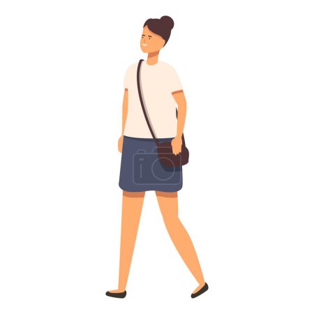 Ilustración de Icono diario caminando vector de dibujos animados. Mujer a casa. Consume mañana - Imagen libre de derechos
