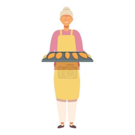 Granny happy cooking bakery icon cartoon vector. Home happy age. Park couple