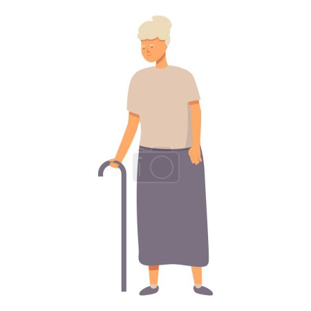 Walking stick on granny icon cartoon vector. Running family. Person mature