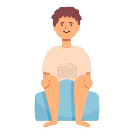 Illustration for Boy on toilet pot icon cartoon vector. Lifestyle training funny. Small education - Royalty Free Image