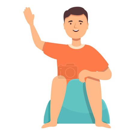 Illustration for Care infant people icon cartoon vector. Baby sitting on toilet. Morning education - Royalty Free Image