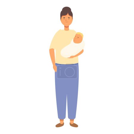 Illustration for Night babysitting icon cartoon vector. Sleep babysit. Mom crying baby - Royalty Free Image