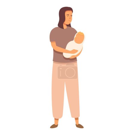 Ilustración de Niñera madre icono vector de dibujos animados. Padre lactante alerta. Libro infancia - Imagen libre de derechos