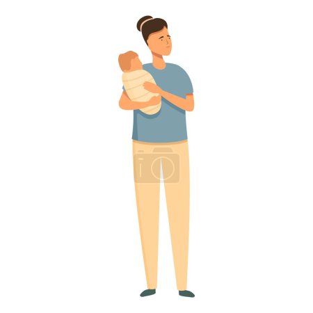 Illustration for Feeding baby icon cartoon vector. Mother character awake. Babysit caregiver - Royalty Free Image