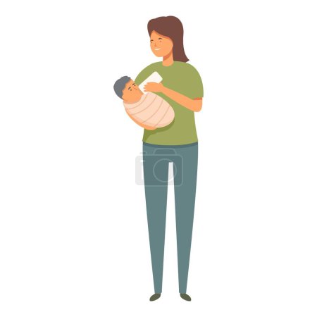 Illustration for Care mother baby icon cartoon vector. Feeding mother. Cute alert infant - Royalty Free Image