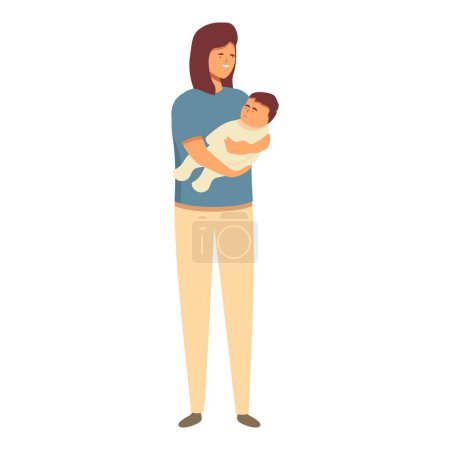 Illustration for Evening mother alert icon cartoon vector. Care baby. Child parent tired - Royalty Free Image