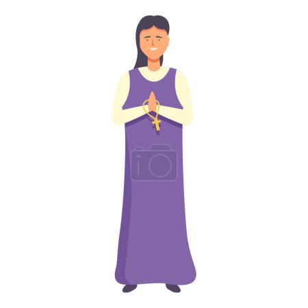 Christ religion girl icon cartoon vector. Religion education. Festival happy person