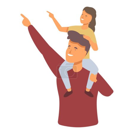 Ilustración de Juega papá con niño vector de dibujos animados icono. Quédate sobre los hombros. Jóvenes - Imagen libre de derechos
