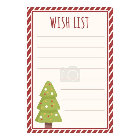 Ilustración de Lista de deseos árbol de abeto regalos icono vector de dibujos animados. Diseño de Navidad. Marketing internet - Imagen libre de derechos