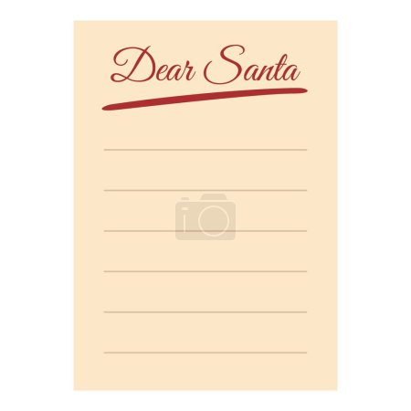Ilustración de Estimado Santa lista de deseos icono de dibujos animados vector. Vacaciones invierno. Carta de verificación de Navidad - Imagen libre de derechos