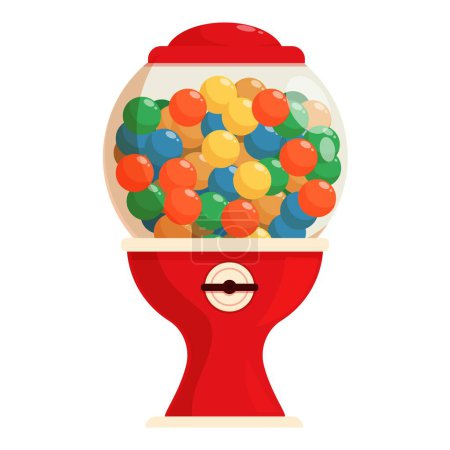 Téléchargez les illustrations : Bubblegum rond machine icône dessin animé vecteur. Équipement coloré. Traiter jeu - en licence libre de droit