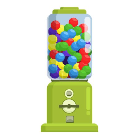 Green bubblegum machine icon cartoon vector. Slot equipment. Candy gum