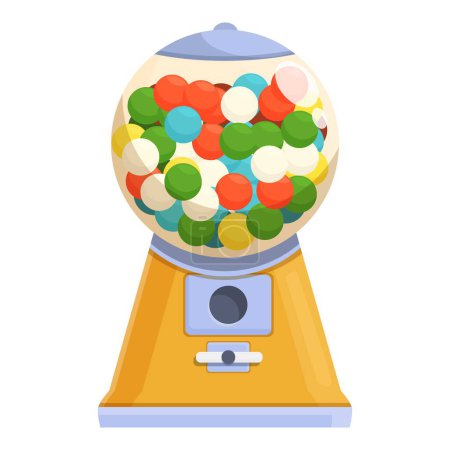 Round globe bubblegum machine icon cartoon vector. Retro equipment. Cute chew