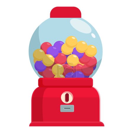 Red color machine icon cartoon vector. Bubble gum slot dispenser. Gum equipment