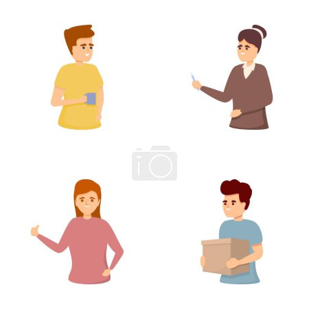 Colleague icons set cartoon vector. Business people work collaboration together. Company employees