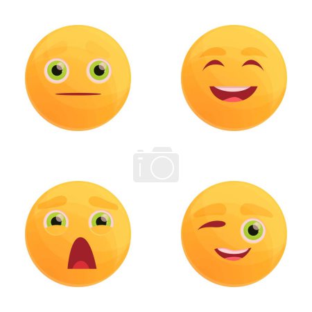 Smiley icons set cartoon vector. Smiley with expression of different emotion. Chat communication element