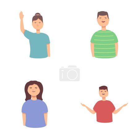 Down syndrome icons set cartoon vector. Happy people with down syndrome. Genetic disease