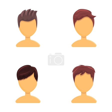 People avatar icons set cartoon vector. Different male avatar. Faceless character, anonymous
