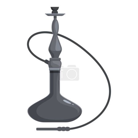 Illustration for Hookah equipment icon cartoon vector. Black color design. Smoking instrument - Royalty Free Image