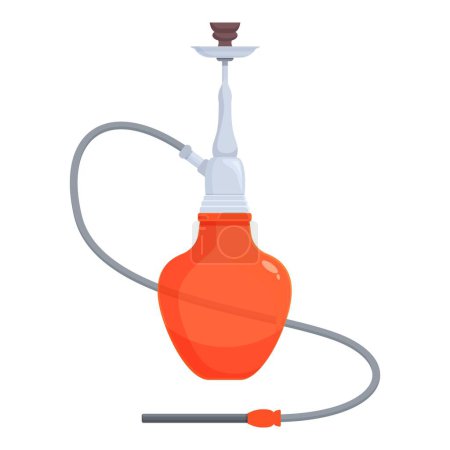 Illustration for Red color hookah icon cartoon vector. Smoking equipment. Turkish model - Royalty Free Image