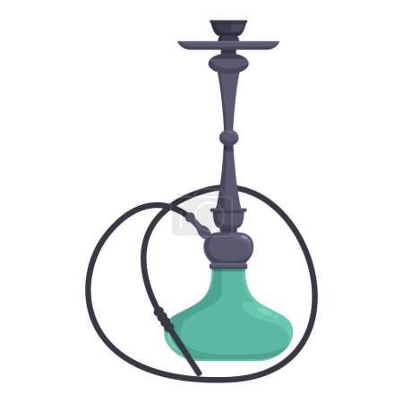 Illustration for Black green hookah icon cartoon vector. Smoking equipment. Arabian leisure - Royalty Free Image