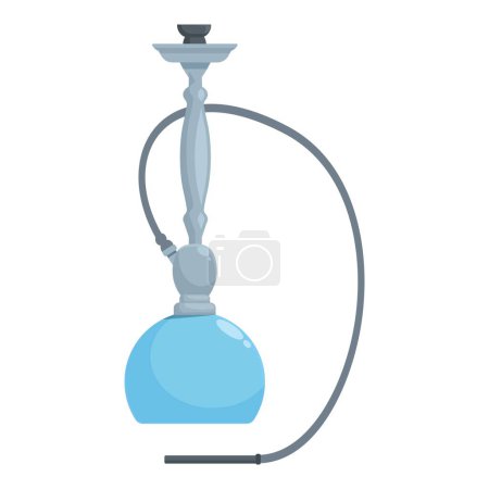 Illustration for Blue color hookah icon cartoon vector. Small portable device. Smoking steam - Royalty Free Image