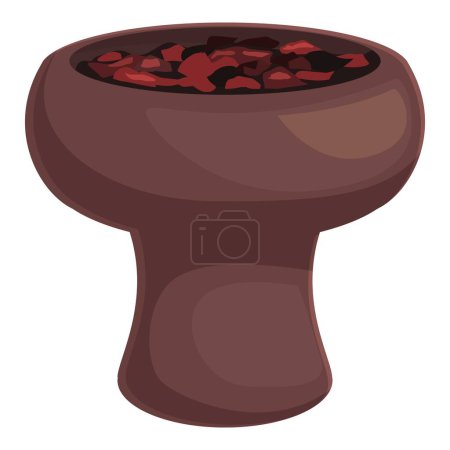 Illustration for Full hookah bowl icon cartoon vector. New tobacco. Ceramic material - Royalty Free Image