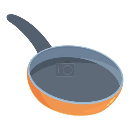 Iron handle pan icon cartoon vector. Home domestic object. Cook equipment