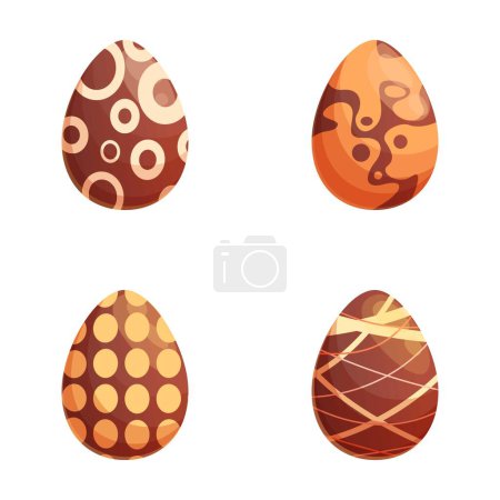 Easter egg icons set cartoon vector. Various decorated chocolate egg. Easter sweet