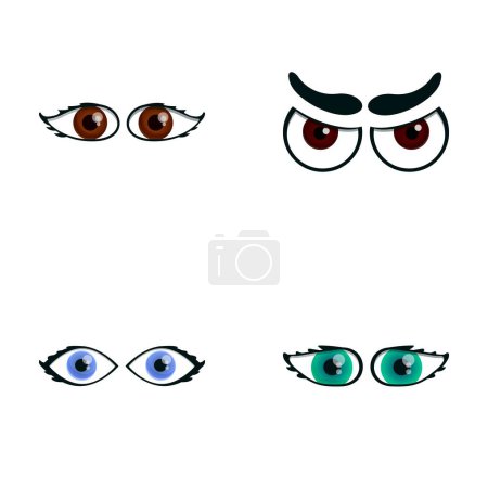 Eye Emotion Icons setzen Cartoon-Vektor. Cartoon-Augen, die unterschiedliche Emotionen ausdrücken. Gesichtselement