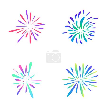 Salute icons set cartoon vector. Festive colorful firework. Celebration show in sky
