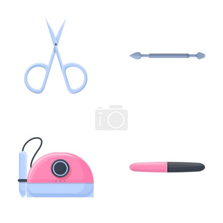 Illustration for Manicure tool icons set cartoon vector. Manicure and chiropody tool. Fashion, beauty - Royalty Free Image