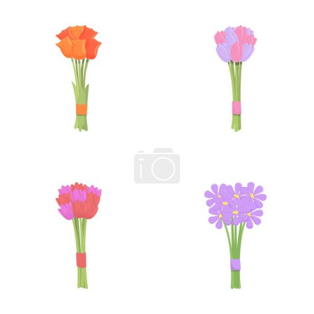 Flower icons set cartoon vector. Colorful summer flower bouquet. Nature, plant