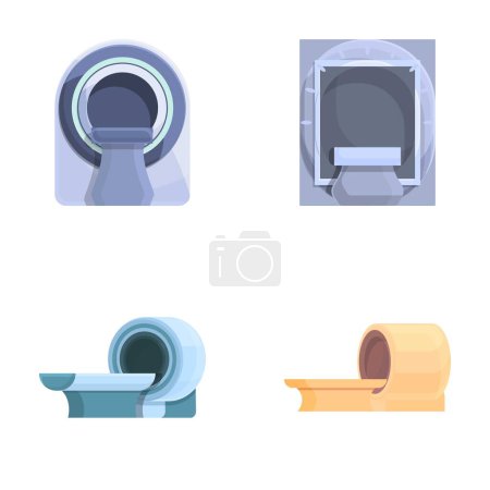 Illustration for Computed tomography icons set cartoon vector. Hospital and medical equipment. Medical technology advancement - Royalty Free Image