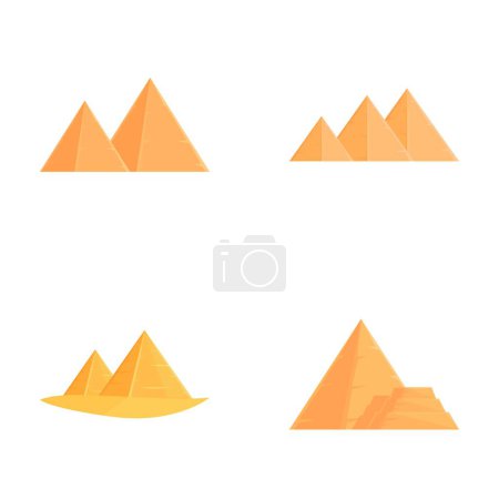 Iconos de Egipto pirámide conjunto vector de dibujos animados. Antigua tumba de faraón en África. Monumento a la arquitectura