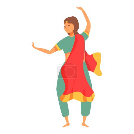 Culture indian girl icon cartoon vector. Celebration dancer. Asia show