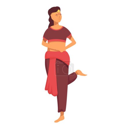 Ilustración de Linda bailarina india icono vector de dibujos animados. Señora de la celebración. Pose espectáculo de asia - Imagen libre de derechos