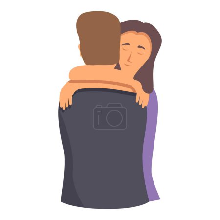Illustration for Strong couple embrace icon cartoon vector. Lovely adult. Sincerely emotion - Royalty Free Image
