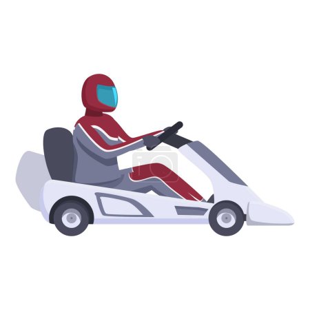Racer karting garçon icône dessin animé vecteur. Un sport amusant. Facteur de succès