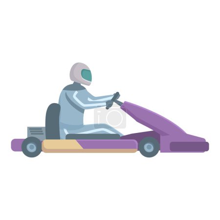 Téléchargez les illustrations : Aventure karting icône dessin animé vecteur. Gagnant du sport automobile. Action adrénaline - en licence libre de droit
