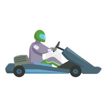 Téléchargez les illustrations : Conduire karting véhicule icône dessin animé vecteur. Moteur à adrénaline. Moteur de transport - en licence libre de droit