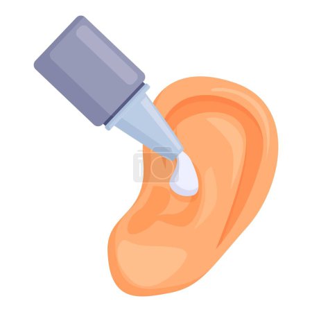 Use ear drops for infection icon cartoon vector. Cure liquid. Health clinical
