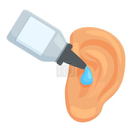 Sick ear cure icon cartoon vector. Ear drops bottle. Infection disease
