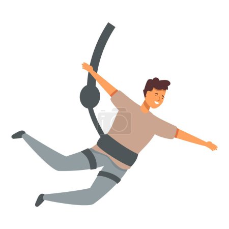 Extreme man fall icon cartoon vector. Cord flying jumper. Adventure action