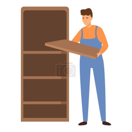 Illustration for Wardrobe furniture assembly worker man icon cartoon vector. Home process. Worker tool - Royalty Free Image