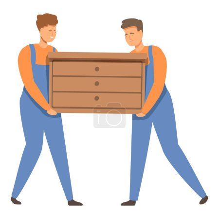 Illustration for Workers group assembly furniture icon cartoon vector. Home move. Service fixing - Royalty Free Image